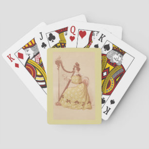 Jeu De Cartes Jolie Vintage Lady Jouant De La Musique Sur Une Ha