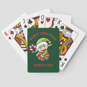 Jeu De Cartes Jolies cartes de Noël avec un elfe et une canne à