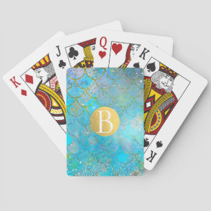 Jeu De Cartes Jolies Écailles de Sirène Brillantes Bleu Iridesce