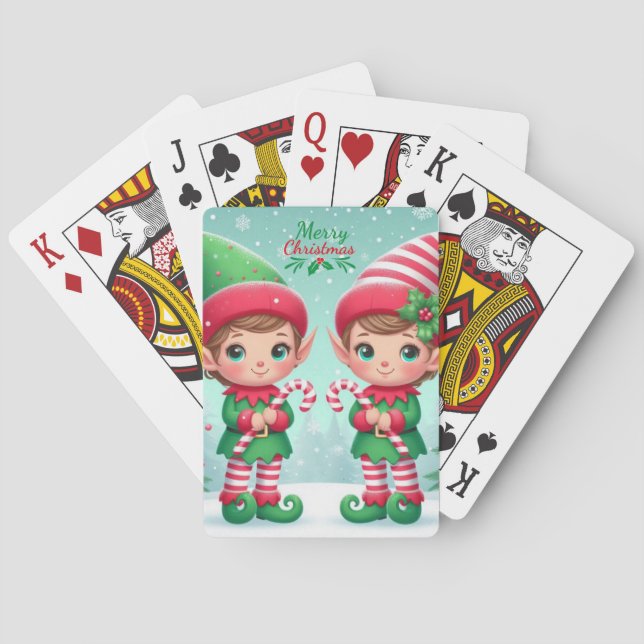 Jeu De Cartes Jolies elfes de Noël (dos)