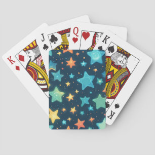 Jeu De Cartes Jolies étoiles brillantes sur fond bleu