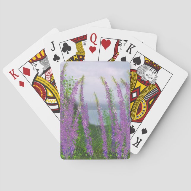 Jeu De Cartes Jolies Fleurs Lupines Au Bord Du Lac (dos)