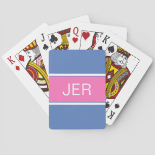 Jeu De Cartes Jolies Initiales Personnalisées Monogramme Rose Bl