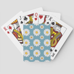 Jeu De Cartes Jolies marguerites et fleurs blanches et bleues