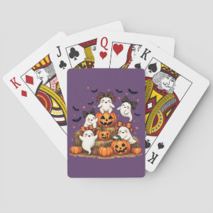 Jeu De Cartes Jolis fantômes d'Halloween avec des nœuds coquette