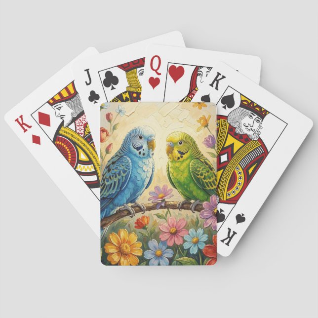 Jeu De Cartes Jolis perroquets bleus et verts  (dos)