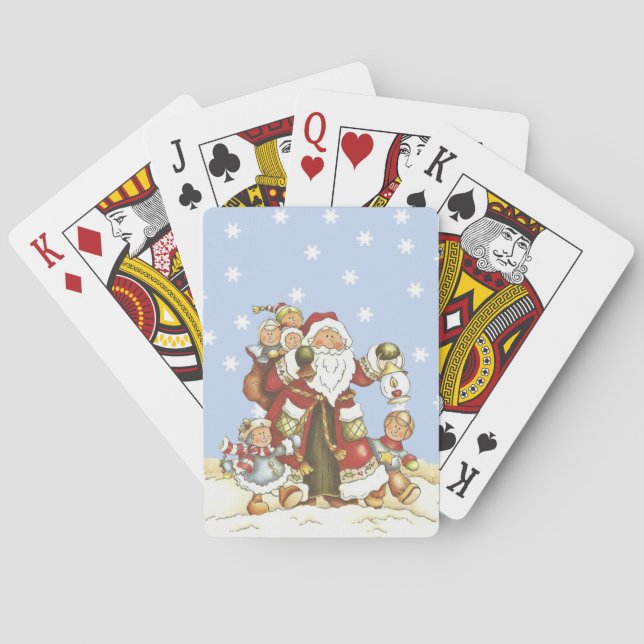 Jeu De Cartes Jote Père Noël Folk Art Kids Christmas Snowflakes (dos)
