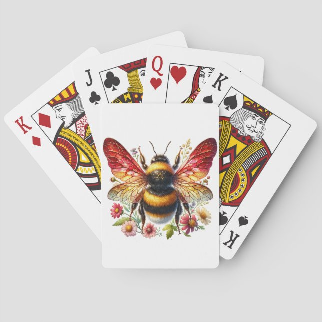 Jeu De Cartes Jouer aux cartes avec l'abeille ailée rouge (dos)