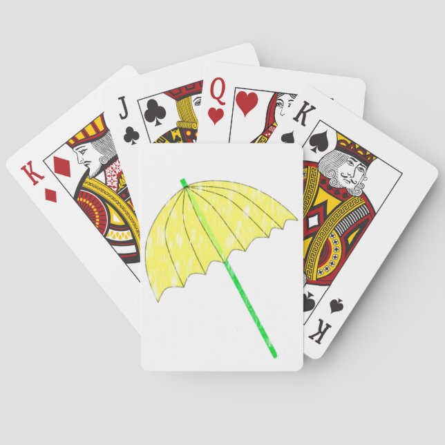 Jeu De Cartes Jouer aux cartes avec un parapluie jaune & pluie (dos)