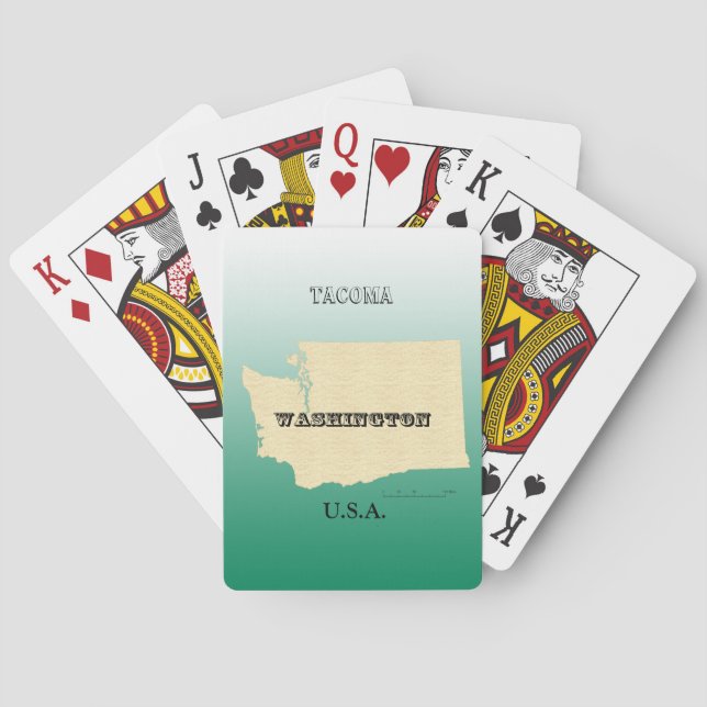 Jeu De Cartes Jouer aux cartes - État de Washington avec nom de  (dos)