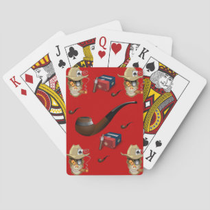 Jeu De Cartes Jouer aux cartes homme cave rouge cigare pour lui
