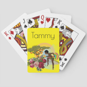 Jeu De Cartes Jouer Card Deck Femme Africaine Floral Jaune