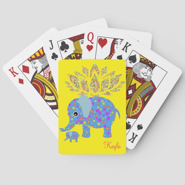 Jeu De Cartes Jouer Carte Deck Colorful Elephant Jaune (dos)
