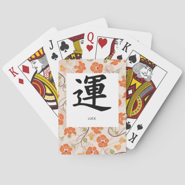 Jeu De Cartes Jouer CARTES, INDEX STANDARD, SYMBOLE KANJI "LUCK" (dos)