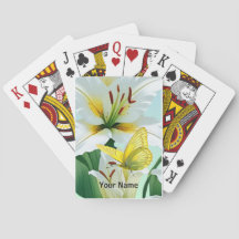Jouer Cartes Lilly blanche, Papillon jaune