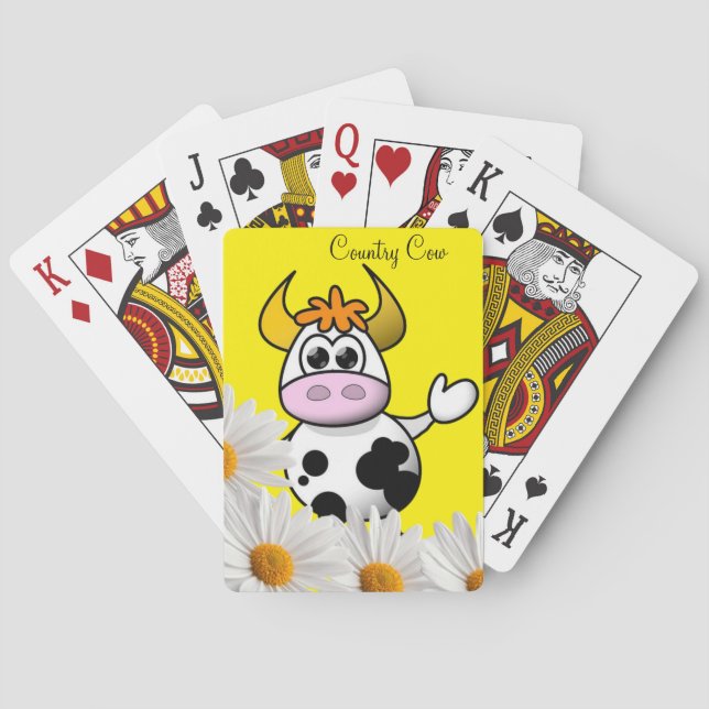 Jeu De Cartes Jouer Carton Deck Floral Pays Vache Jaune (dos)