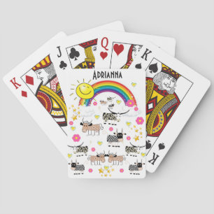 Jeu De Cartes Jouer Carton Deck Rainbow Cows Floral Sun