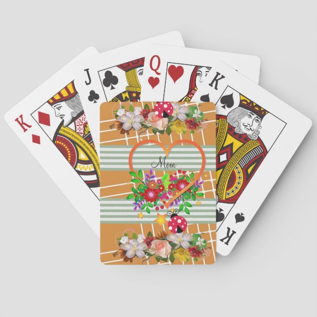 Jeu De Cartes Jouer Carton Planche Florale Ladybug (dos)