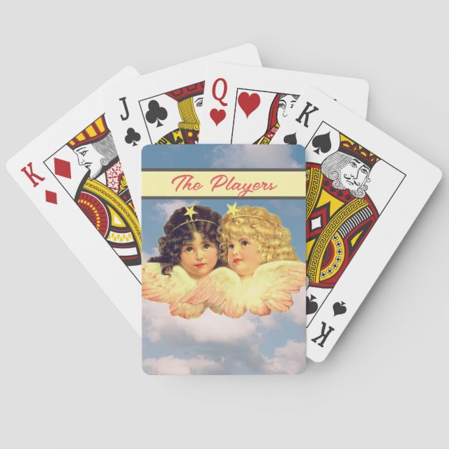JEU DE CARTES JOUER DES CARTES TWIN ANGELS TEXTE PERSONNALISÉ (dos)