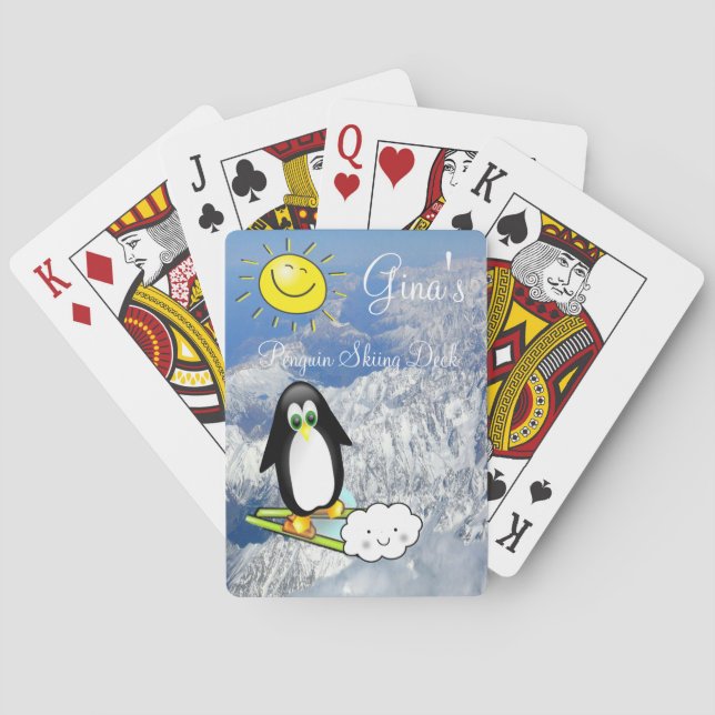 Jeu De Cartes Jouer Monts de pont de carte Skiing Penguin (dos)