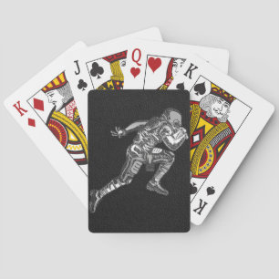 Jeu De Cartes Joueur de football courant quarterback noir argent