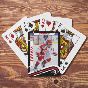Jeu De Cartes Joueur De Hockey Sur Glace Garder Sur Rouge Libre