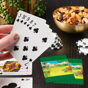 Jeu De Cartes Joueur garçon courir dans un Jardin vert luxuriant