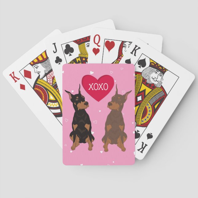 Jeu De Cartes Jour Doberman Pinscher Valentines (dos)