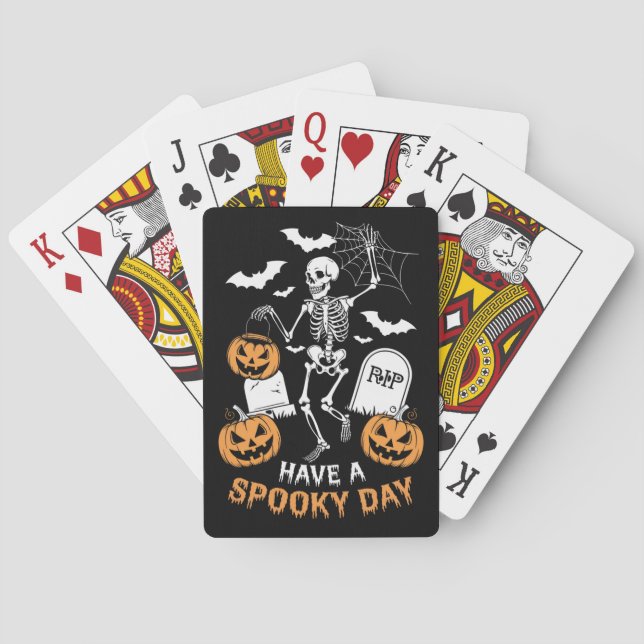 Jeu De Cartes Jour Éffrayant Halloween Witch Cadeau Skeleton (dos)