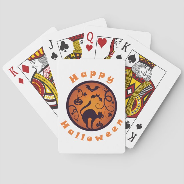 Jeu De Cartes Joyeuse lanterne d'Halloween araignées et chauves- (dos)