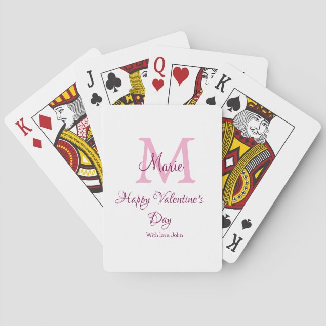 Jeu De Cartes Joyeuse Saint-Valentin monogramme rose nom amour f (dos)
