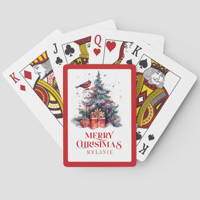 Jeu De Cartes Joyeuse typographie de Noël & Arbre de Noël (dos)
