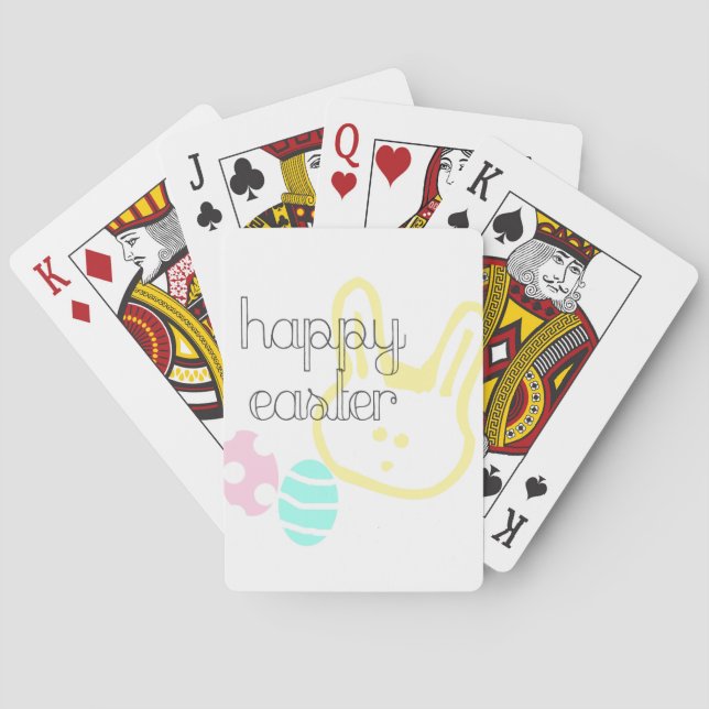 Jeu De Cartes joyeuses pâques vacances œufs pastel lapin (dos)