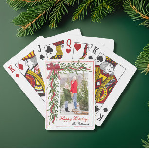 Jeu De Cartes Joyeuses vacances Mistletoe Red Bow Family Photo