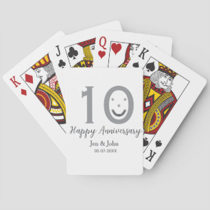 Jeu De Cartes Joyeux 10e anniversaire nom date gris gras émoji