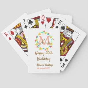Jeu De Cartes Joyeux 20e Anniversaire couronne monogramme rouge 