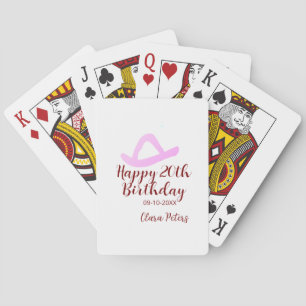 Jeu De Cartes Joyeux 20e anniversaire fille cowboy rose nom date