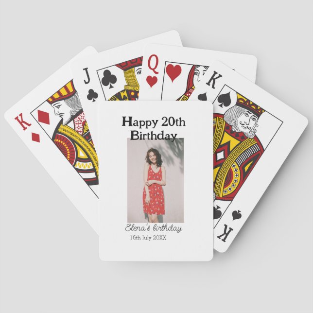 Jeu De Cartes Joyeux 20e anniversaire photo moderne simple (dos)