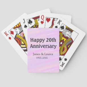 Jeu De Cartes Joyeux 20e anniversaire rose violet pastel nom bol