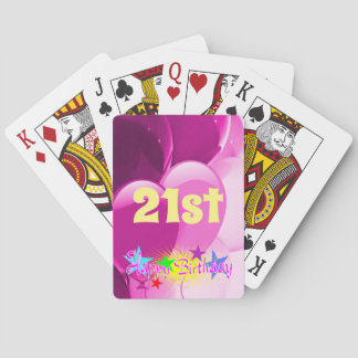 Jeu De Cartes Joyeux 21e anniversaire Ballons roses