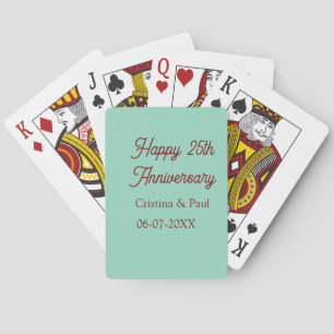 Jeu De Cartes Joyeux 25e anniversaire vert mauve pastel boho rét