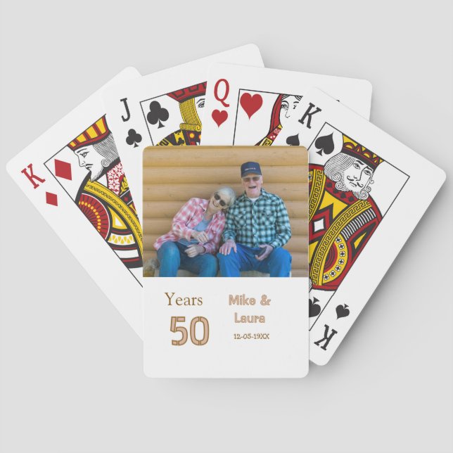 Jeu De Cartes Joyeux 50e anniversaire nom couple date mariage (dos)