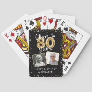 Jeu De Cartes Joyeux 80e anniversaire 2 photos noir
