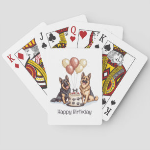 Jeu De Cartes Joyeux Anniversaire Chiens berger allemands Gâteau