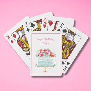 Jeu De Cartes Joyeux Anniversaire Floral Anniversaire Gâteau