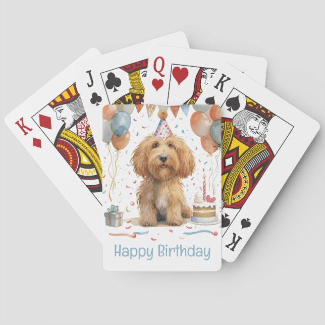 Jeu De Cartes Joyeux Anniversaire Goldendoodle Chien (dos)