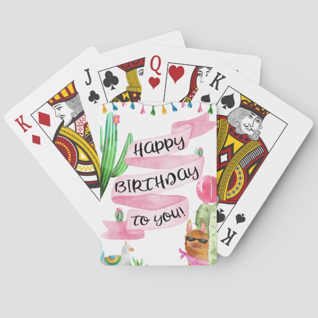 Jeu De Cartes Joyeux Anniversaire Jouer aux cartes, Llama avec b (dos)