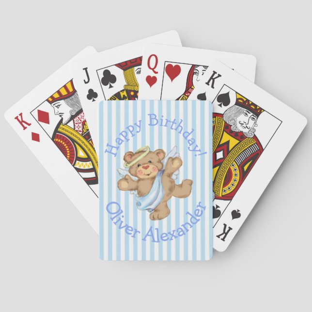 Jeu De Cartes Joyeux Anniversaire Personnalisé Teddy Bear Angel (dos)