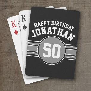 Jeu De Cartes Joyeux Anniversaire Sports avec Age Blanc Noir