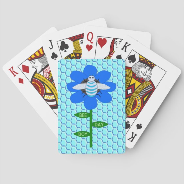 Jeu De Cartes Joyeux Bee Day Boy Blue Birthday Bumblebee (dos)